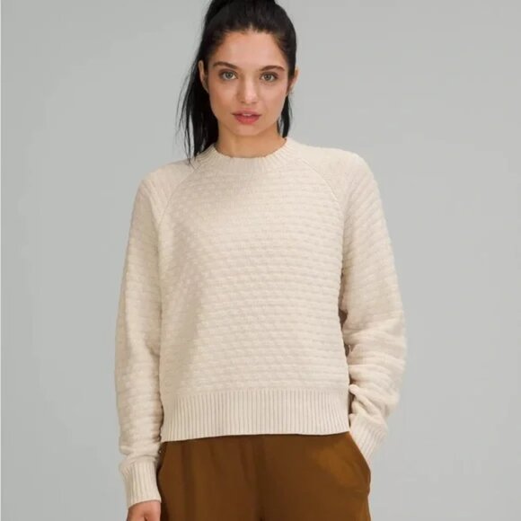Lululemon Size M/L Texture Play Crew Sweater Cashmere Blend Cozy Crew Neck - Picture 1 of 11